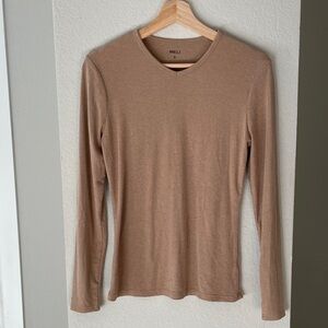 Tan Long Sleeve V-Neck Top